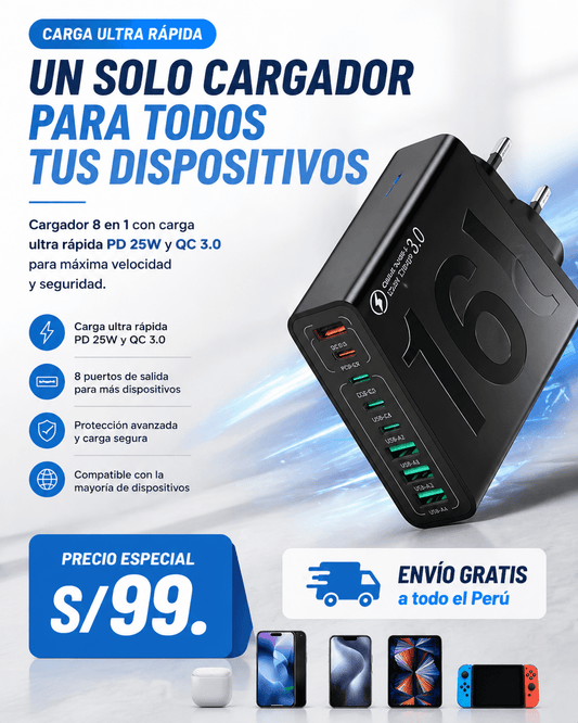 CARGADOR 8 EN 1-MULTIFUNCIONAL